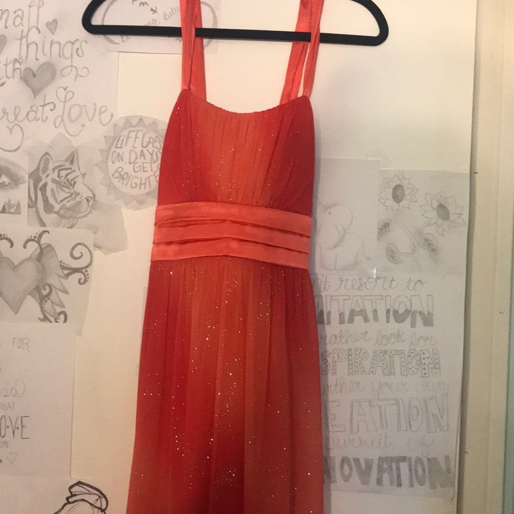 Orange Floor Length Prom Style Dress